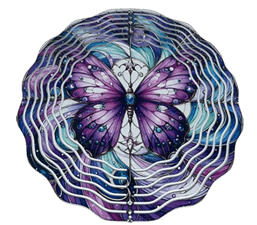 Beautiful  Purple and Blue Butterfly Wind Spinner - Image 2