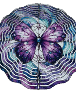 Beautiful  Purple and Blue Butterfly Wind Spinner