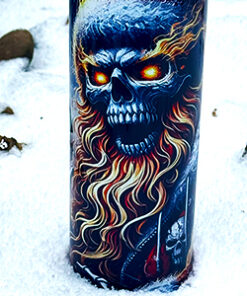 Blue Krampus Christmas spooky travel tumbler