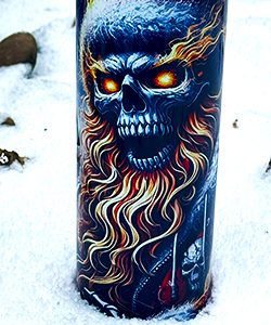 Blue Krampus Christmas spooky travel tumbler