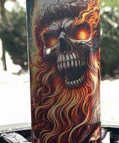 20 oz Krampus Skull Christmas tumbler with intricate spooky design