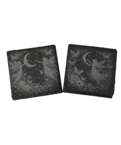 Slate coasters with elegant fairy and butterflies it's a whimsical detailed design on a natural stone coaster